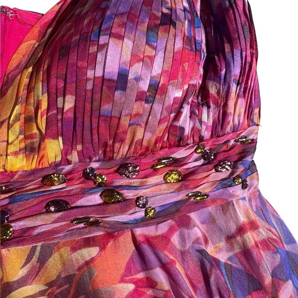 Vintage Alberto Makali 100 Silk Whimsical Fairy Y2K Beaded Jeweled Dress Size 12 - Picture 4 of 11